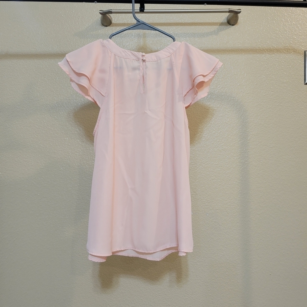 Hello Miss Light Pink Women's Short sleeve Keyhole Flowy top Medium - Picture 5 of 6